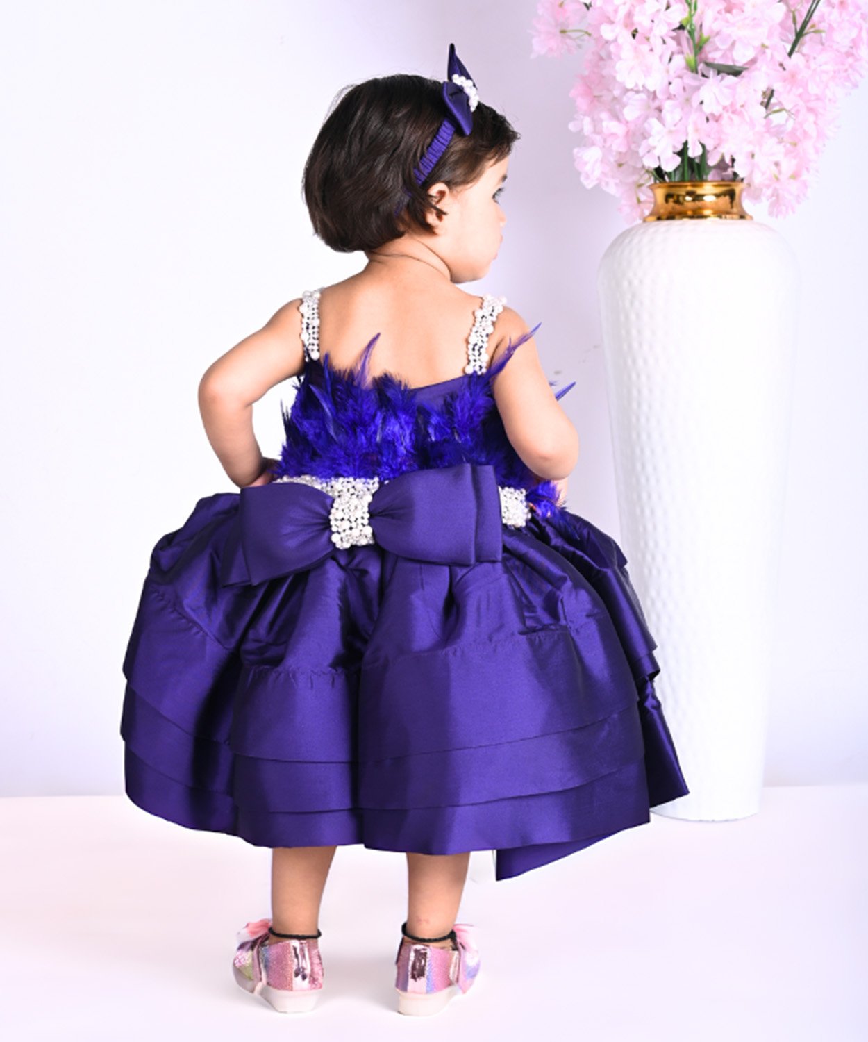 Royal Blue, Sleeveless Dress With A Layered Skirt