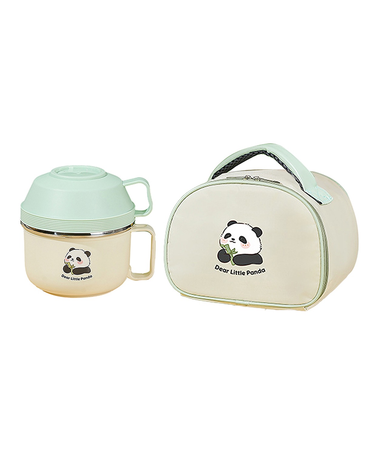 Happy Panda ,Dual Handle Lunch Box With Matching Cover
