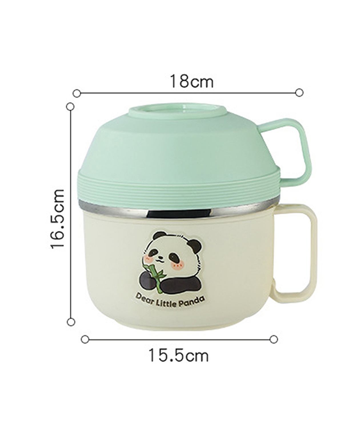 Happy Panda ,Dual Handle Lunch Box With Matching Cover