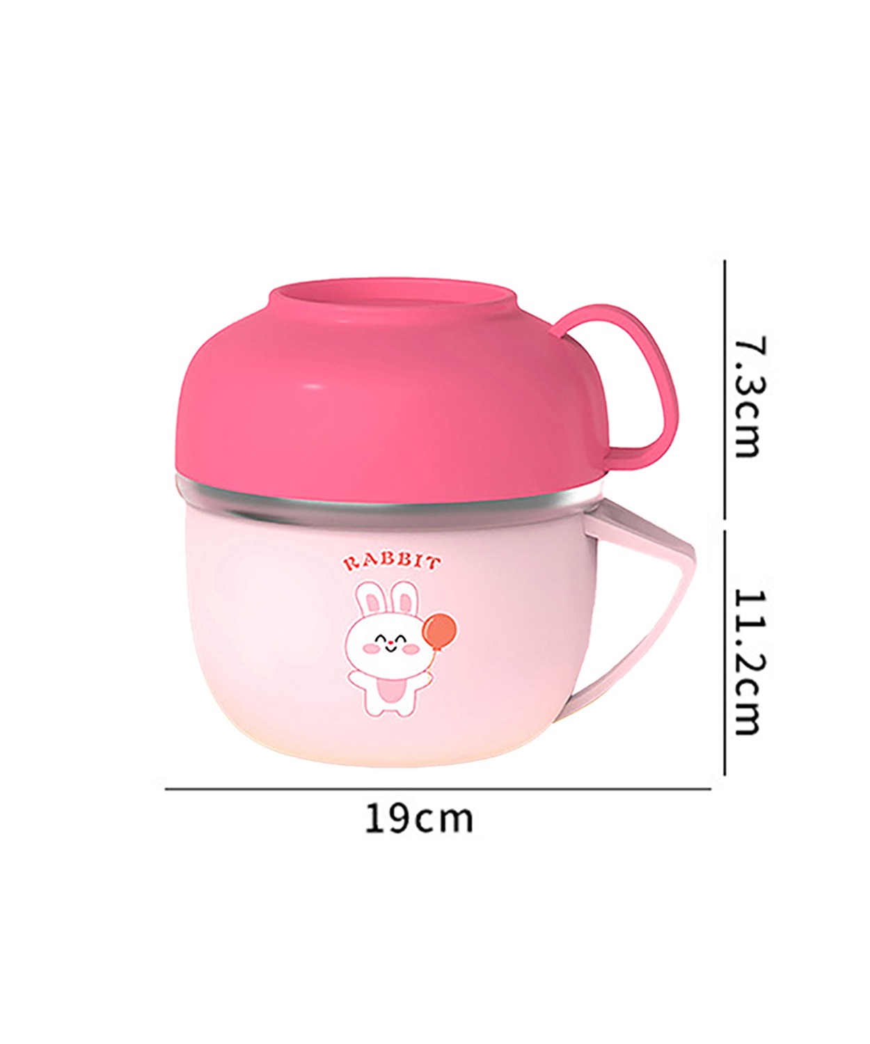 Pink Big Size, Bunny Dual Handle, Lunch Box With Cover