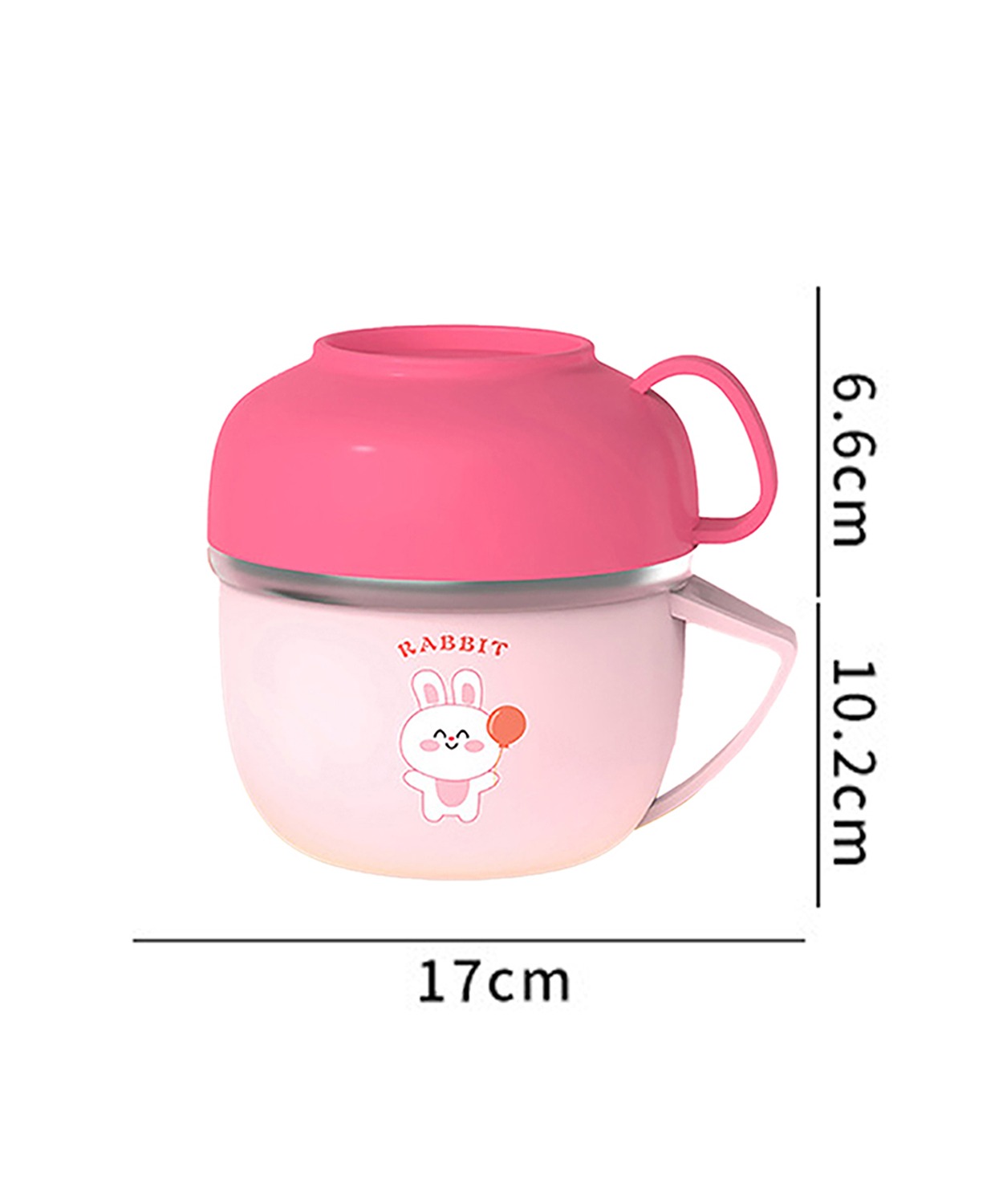 Pink Small Size, Bunny Dual Handle Lunch Box With Cover