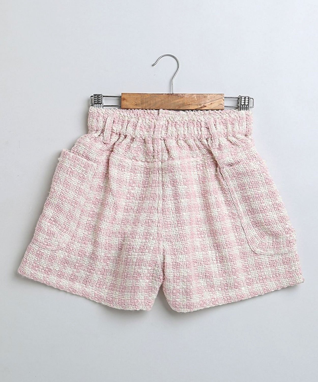 Sweetlime by AS Baby-Pink Cotton Tweed Jacquard Shorts